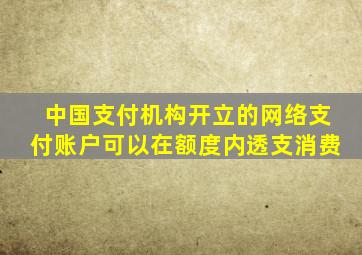 中国支付机构开立的网络支付账户可以在额度内透支消费