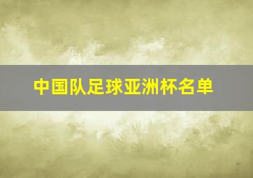 中国队足球亚洲杯名单