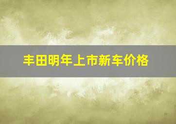 丰田明年上市新车价格