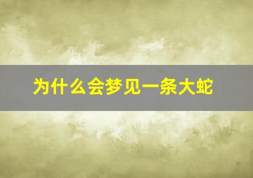 为什么会梦见一条大蛇