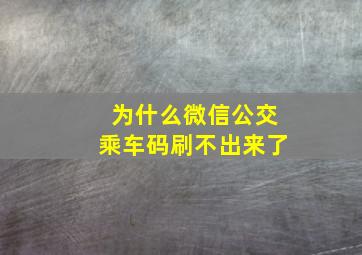 为什么微信公交乘车码刷不出来了