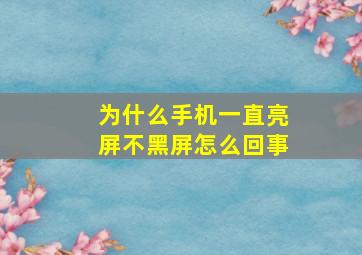 为什么手机一直亮屏不黑屏怎么回事