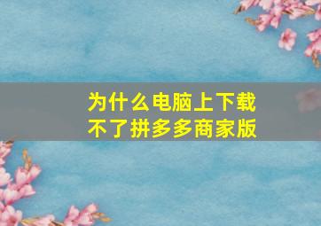 为什么电脑上下载不了拼多多商家版