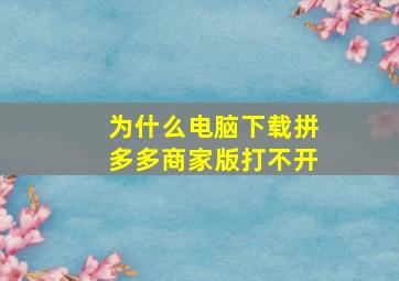 为什么电脑下载拼多多商家版打不开