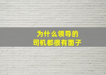 为什么领导的司机都很有面子