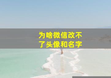 为啥微信改不了头像和名字