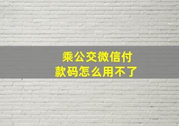 乘公交微信付款码怎么用不了