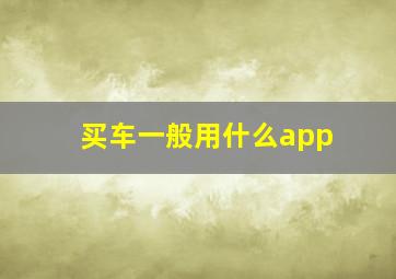 买车一般用什么app