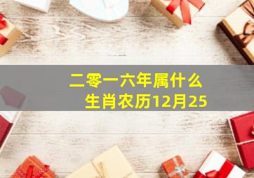 二零一六年属什么生肖农历12月25