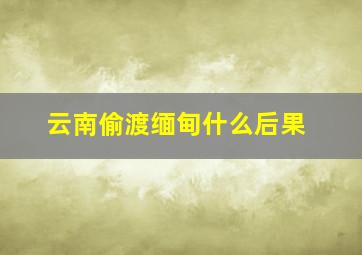 云南偷渡缅甸什么后果