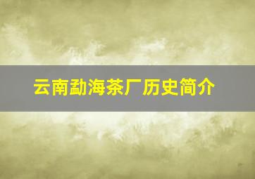 云南勐海茶厂历史简介