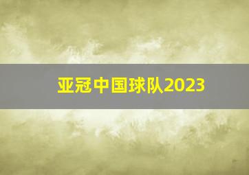 亚冠中国球队2023