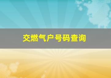 交燃气户号码查询