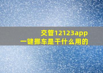 交管12123app一键挪车是干什么用的