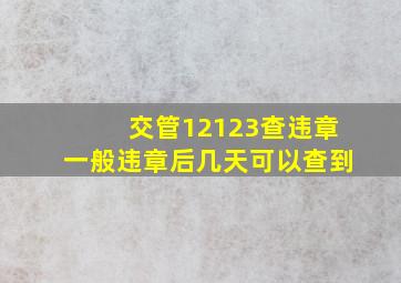 交管12123查违章一般违章后几天可以查到