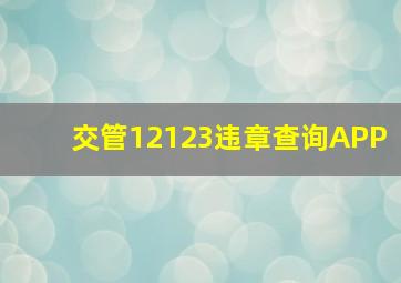 交管12123违章查询APP