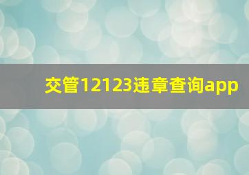 交管12123违章查询app