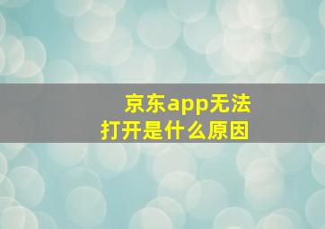 京东app无法打开是什么原因