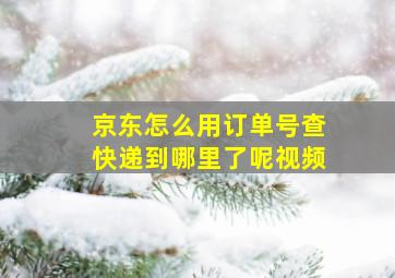 京东怎么用订单号查快递到哪里了呢视频