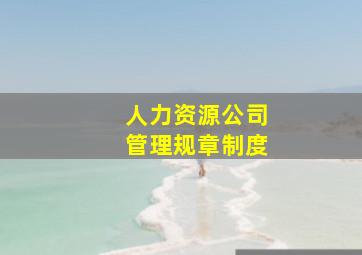 人力资源公司管理规章制度