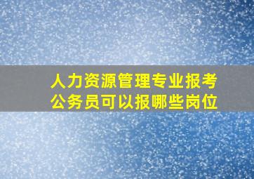 人力资源管理专业报考公务员可以报哪些岗位