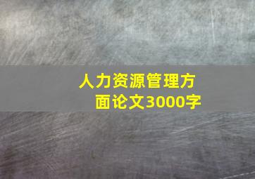 人力资源管理方面论文3000字