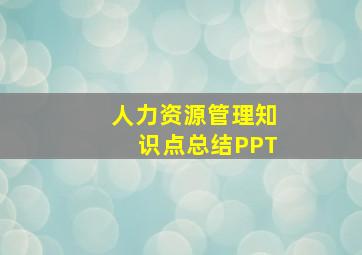 人力资源管理知识点总结PPT