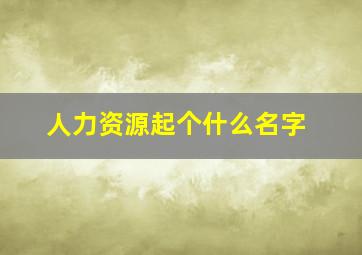 人力资源起个什么名字