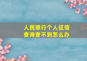 人民银行个人征信查询查不到怎么办