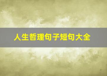 人生哲理句子短句大全