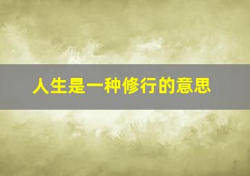 人生是一种修行的意思