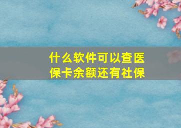 什么软件可以查医保卡余额还有社保