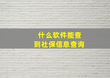 什么软件能查到社保信息查询