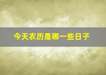 今天农历是哪一些日子