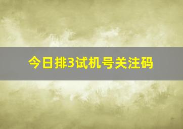 今日排3试机号关注码