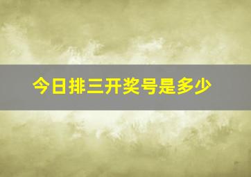 今日排三开奖号是多少