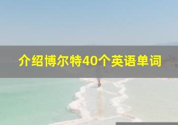 介绍博尔特40个英语单词