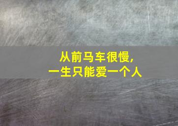 从前马车很慢,一生只能爱一个人