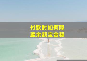 付款时如何隐藏余额宝金额