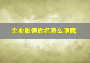 企业微信姓名怎么隐藏