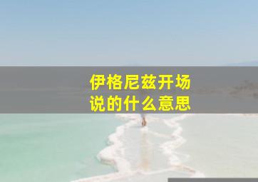 伊格尼兹开场说的什么意思