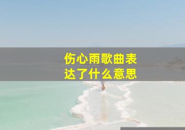 伤心雨歌曲表达了什么意思