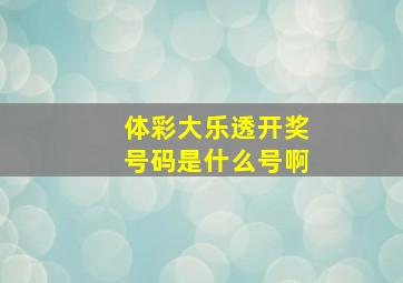 体彩大乐透开奖号码是什么号啊