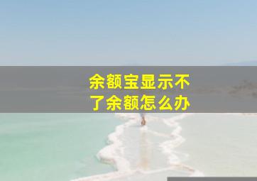 余额宝显示不了余额怎么办