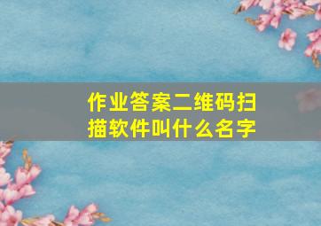 作业答案二维码扫描软件叫什么名字