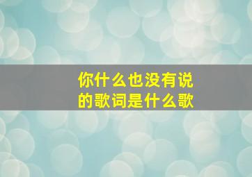 你什么也没有说的歌词是什么歌