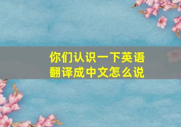 你们认识一下英语翻译成中文怎么说