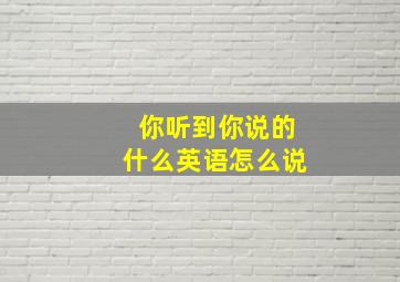 你听到你说的什么英语怎么说