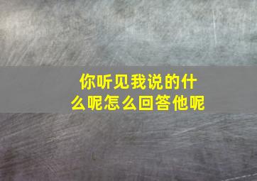 你听见我说的什么呢怎么回答他呢