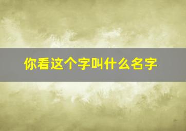 你看这个字叫什么名字